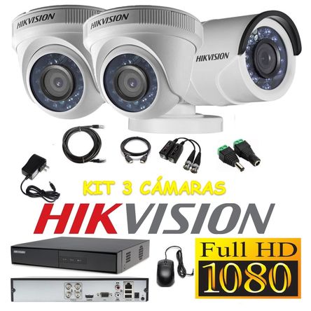 kit 3 Cámaras Seguridad FULLHD Hikvision