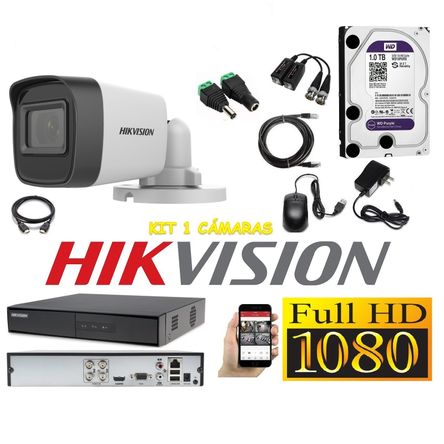 Cámaras Seguridad Kit 1 HIKVISION TUBO FULLHD Audio Incorporado 1Tb Hikvision