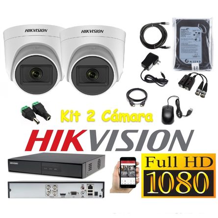 Cámaras Seguridad Kit 2 HIKVISION DOMO FULLHD Audio Incorporado 500Gb Hikvision