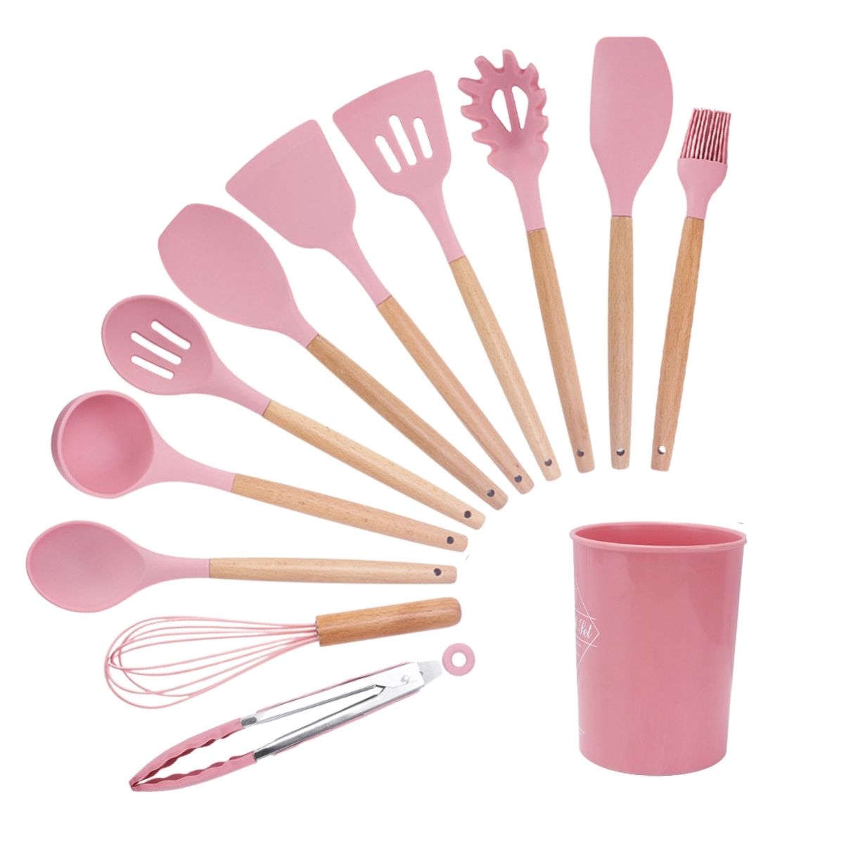 Set de Cucharones Utensilios de Silicona para Cocina Rojo 12PCS 528U -  Promart