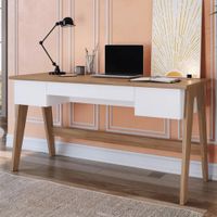 Escritorio Nórdico moderno 3 cajones Constanzo color Blanco/Rovere TU MESITA