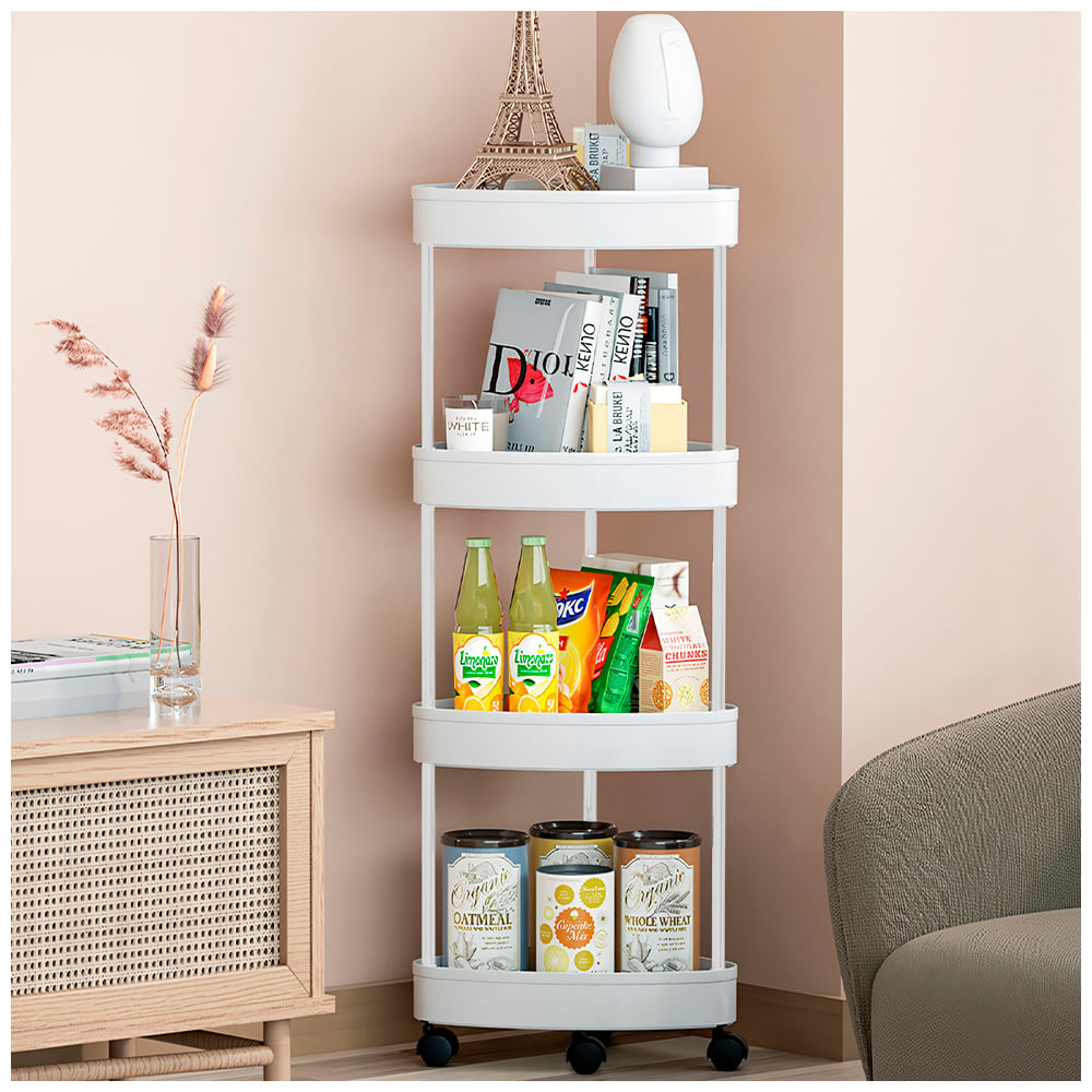 Carrito Organizador Estante Esquinero con Ruedas Multiusos YG5 Blanco