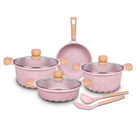 Juego de Olla Roca Volcánica MGC Anti adherente 9pzas Color Rosa