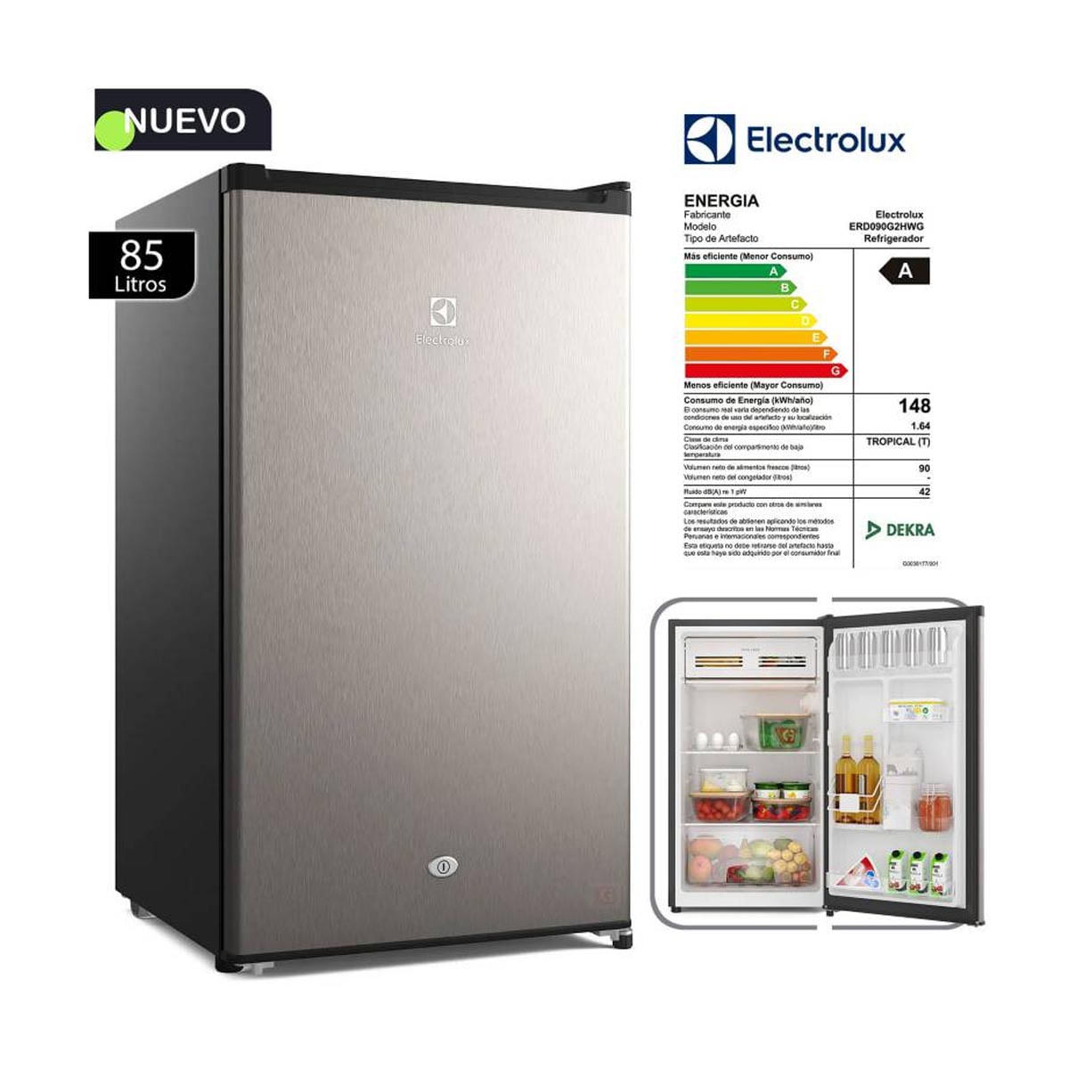 Frigobar Electrolux Premium ERD090G2HWG Gris 90Lt