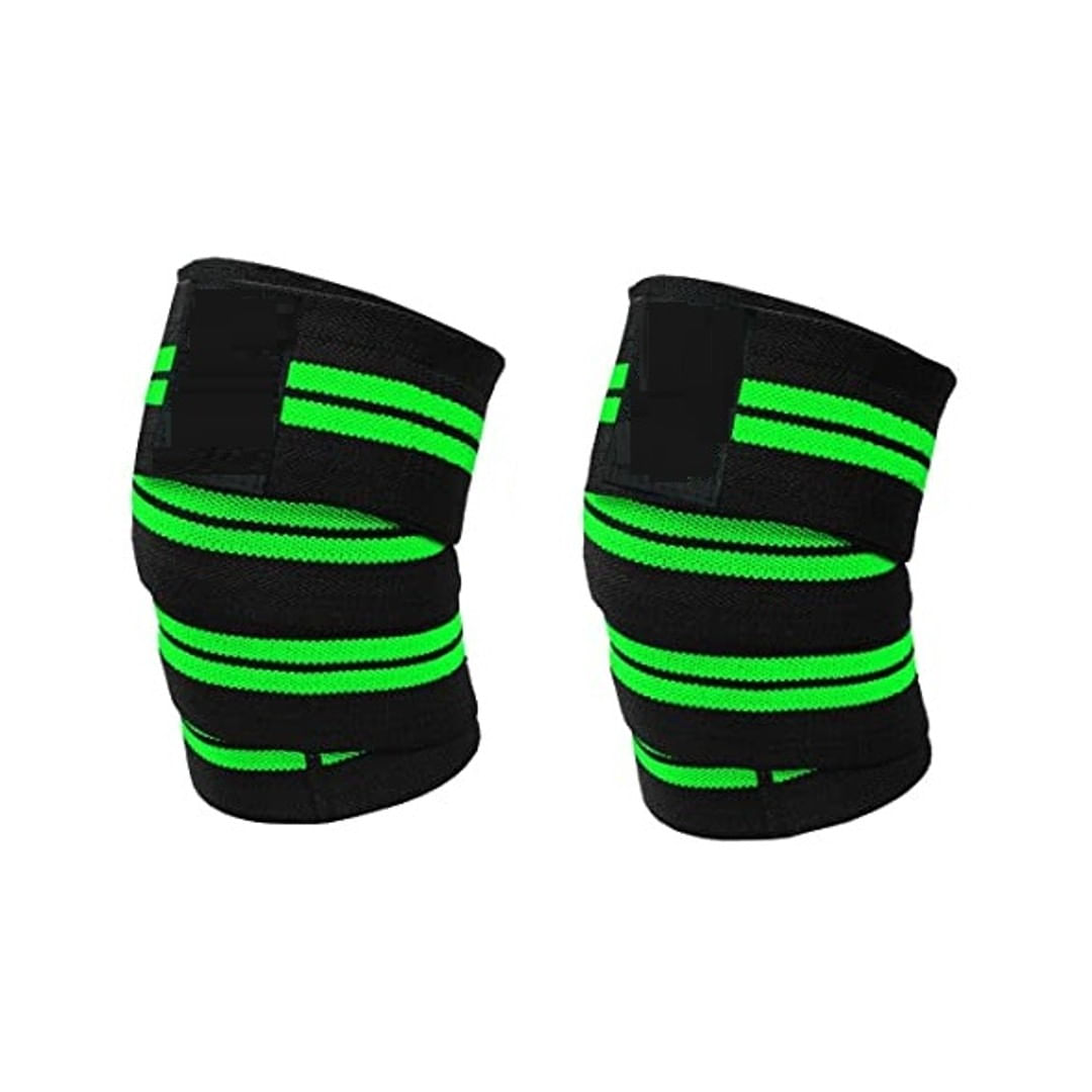 Vendas Rodillera Con Velcro de Potencia para Gimnasio Verde