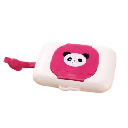 Porta Paños Pañitos Humedos Generico Panda Blanco Rosa