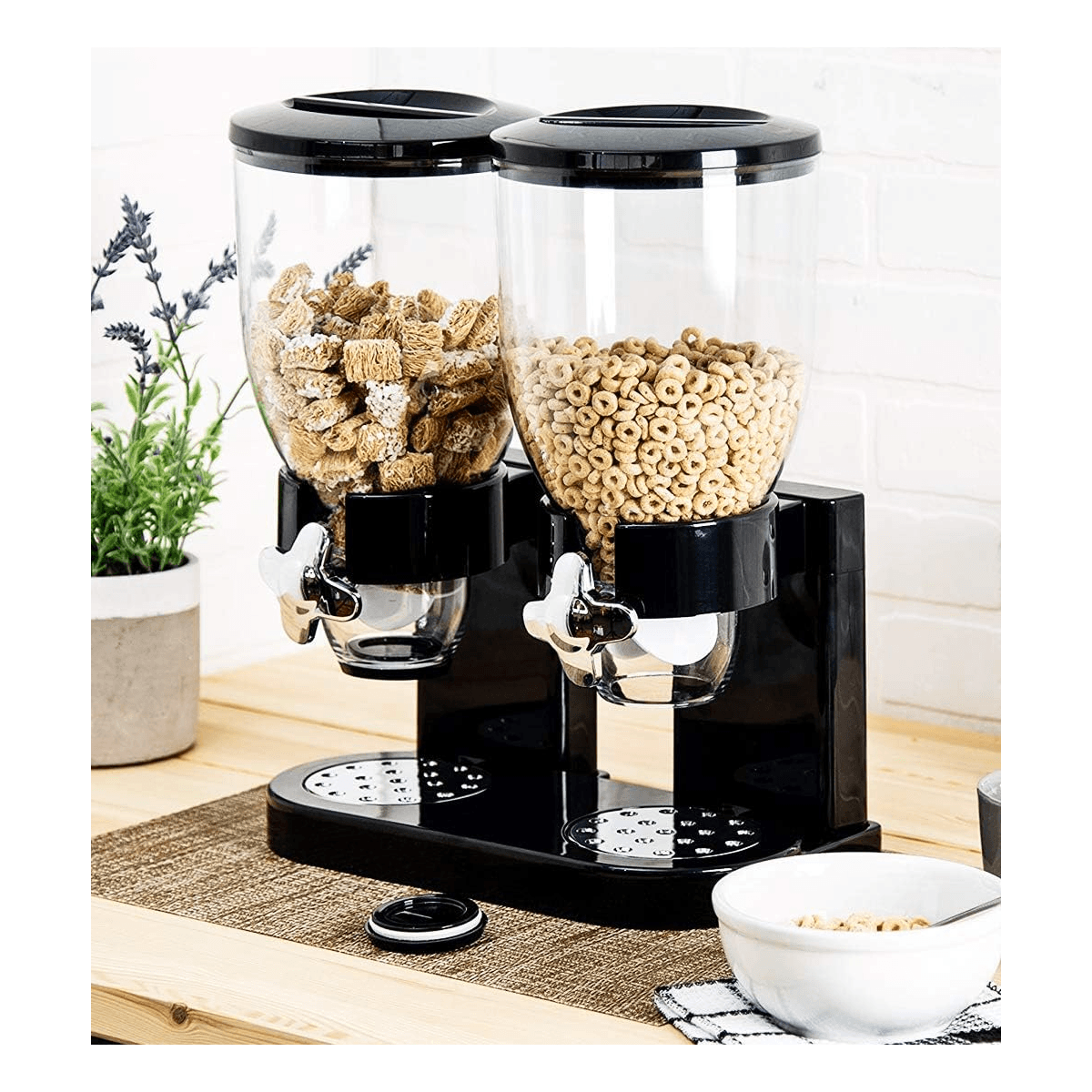 Dispensador de Cereales 2 en 1 Doble Negro Para 2kg