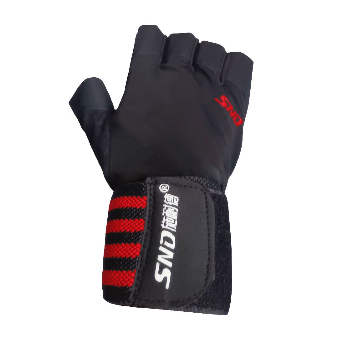 Guantes de Pesas Calistenia Gimnasio Con Vendas Muñequera Rojo