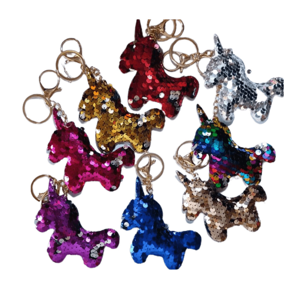 Llavero Lentejuelas Brillantes Unicornio Plateado Llavero Lentejuelas Brillantes Unicornio Plateado