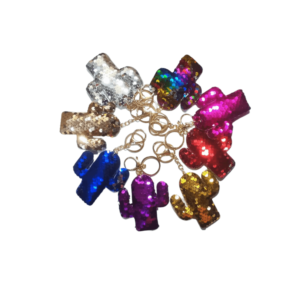 Llavero Lentejuelas Brillantes Cactus Dorado Llavero Lentejuelas Brillantes Cactus Dorado