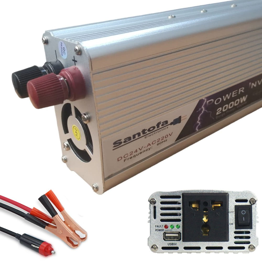 Inversor de Corriente para Auto de 24v a 220v Usb 2000w SANTOFA