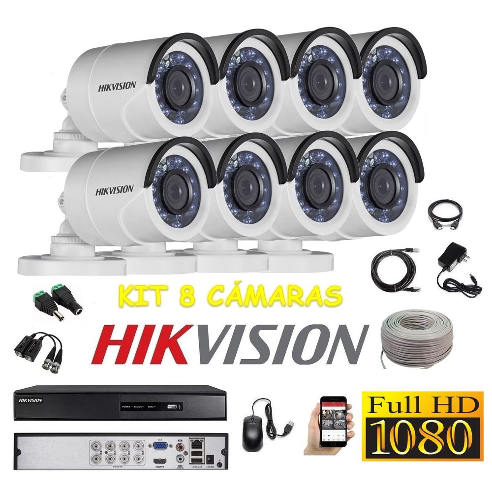 Kit Seguridad Hikvision 8 Camaras Vision Nocturna A Color !!