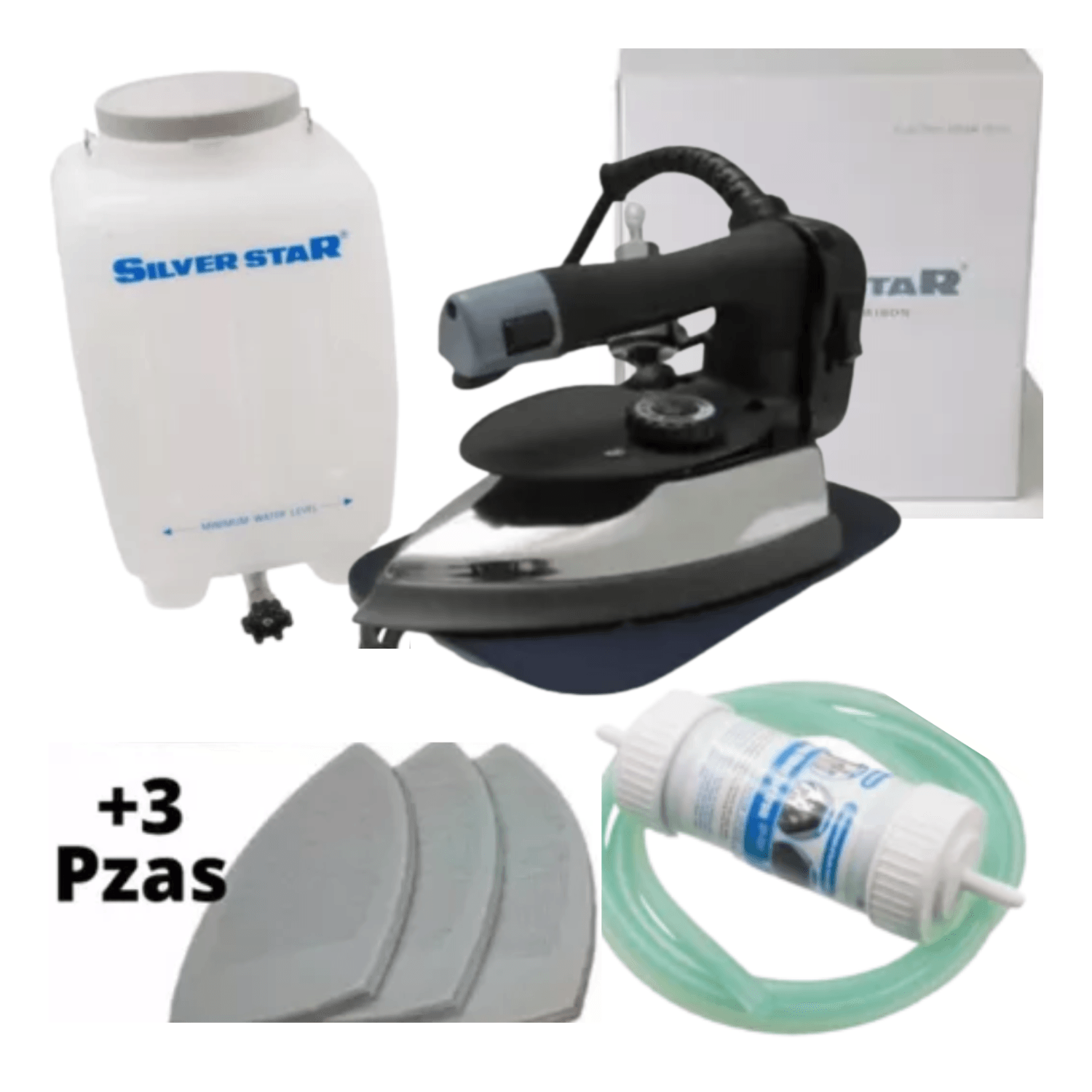 Plancha Industrial Silver Star Pesada Es 300L con 3 Teflones Más 1 Filtro de Agua Super Kit