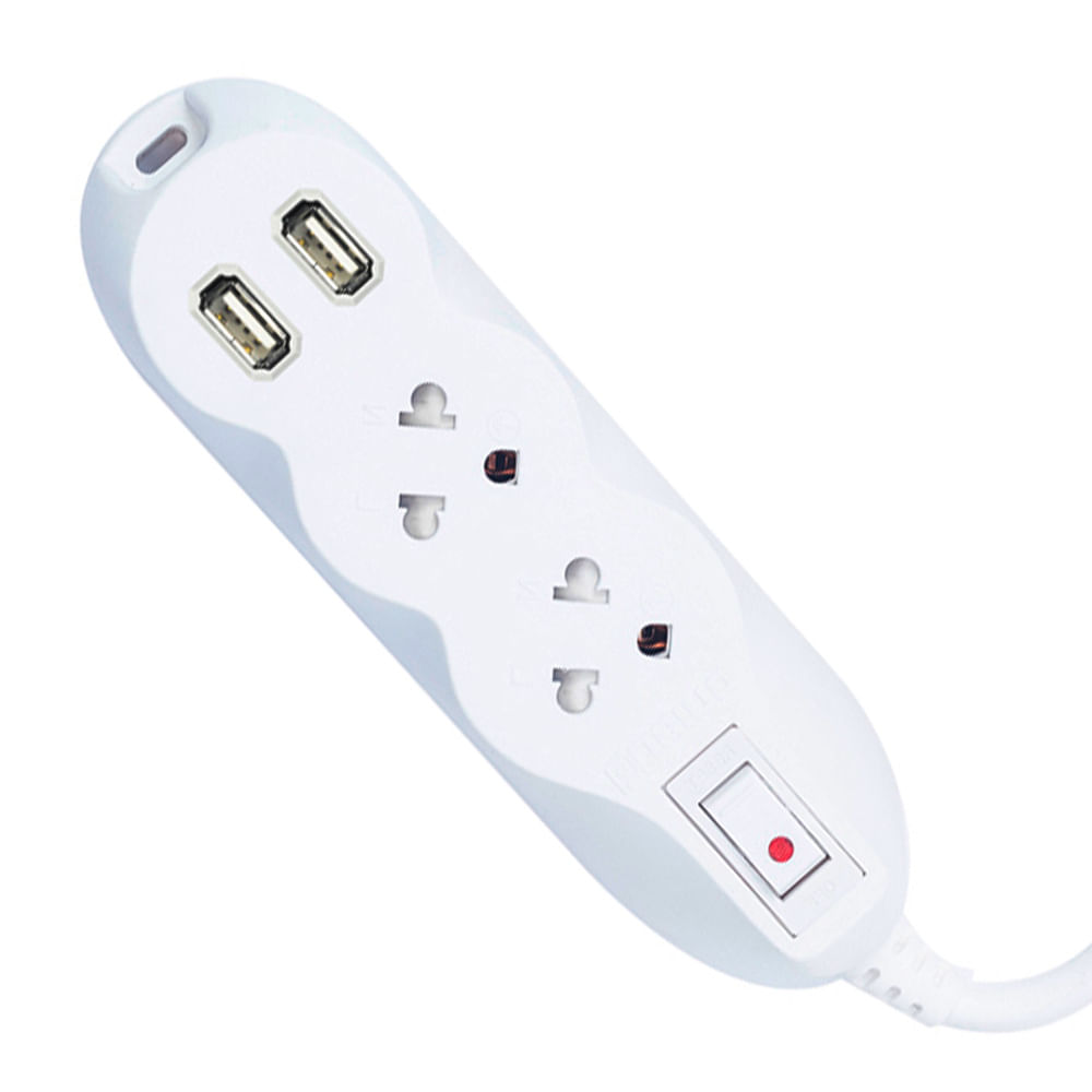 Extensión 2 tomas Universal + Tierra 2 USB Bticino