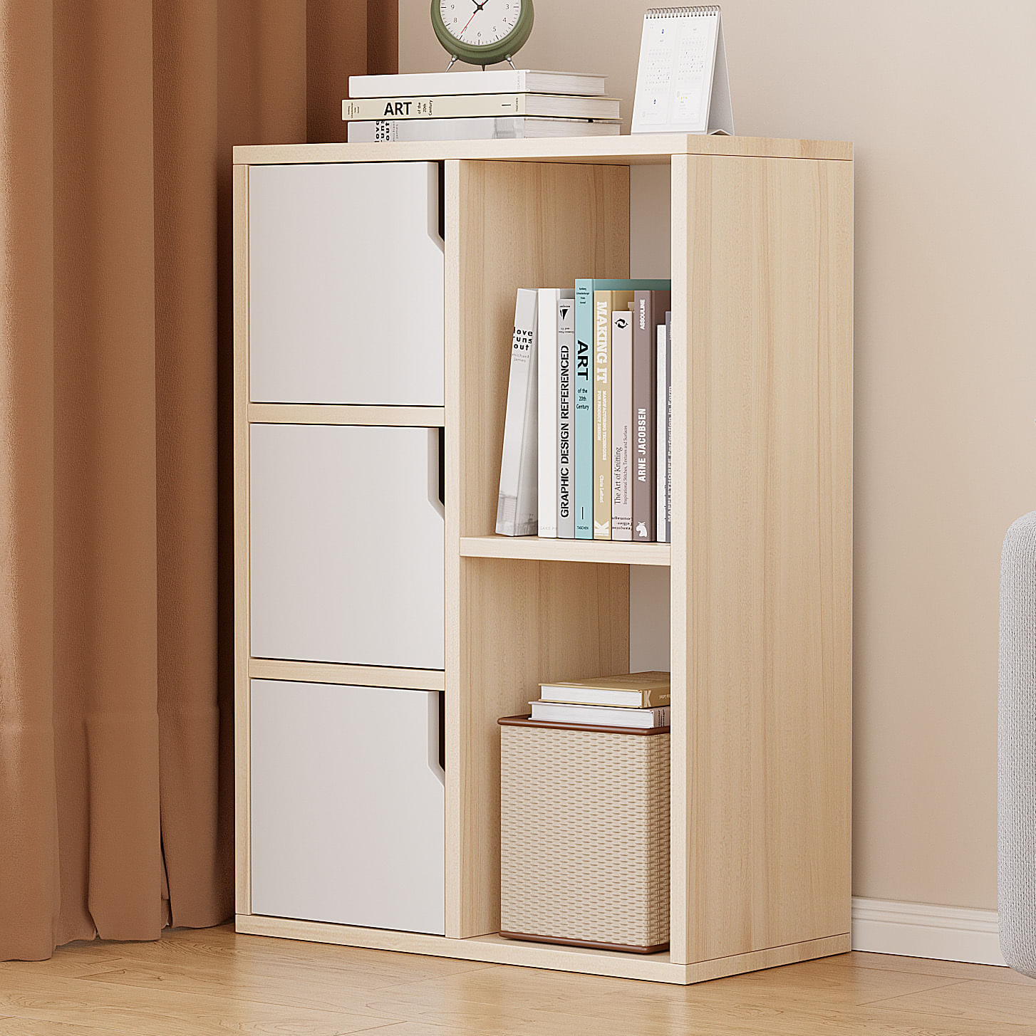 Mueble Aparador multiusos Gaspar color Blanco/Haya TU MESITA