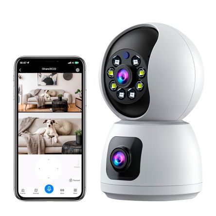 Camara Ip Wifi Doble Lente 360 Interior Sirenas Alarma BuyPal