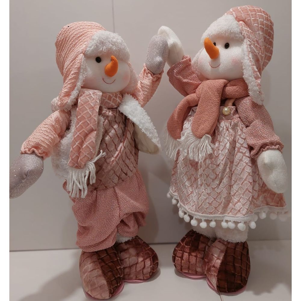Pack (2) Muñecos de nieve adorno navideño color rosado Pack (2) Muñecos de nieve adorno navideño color rosado