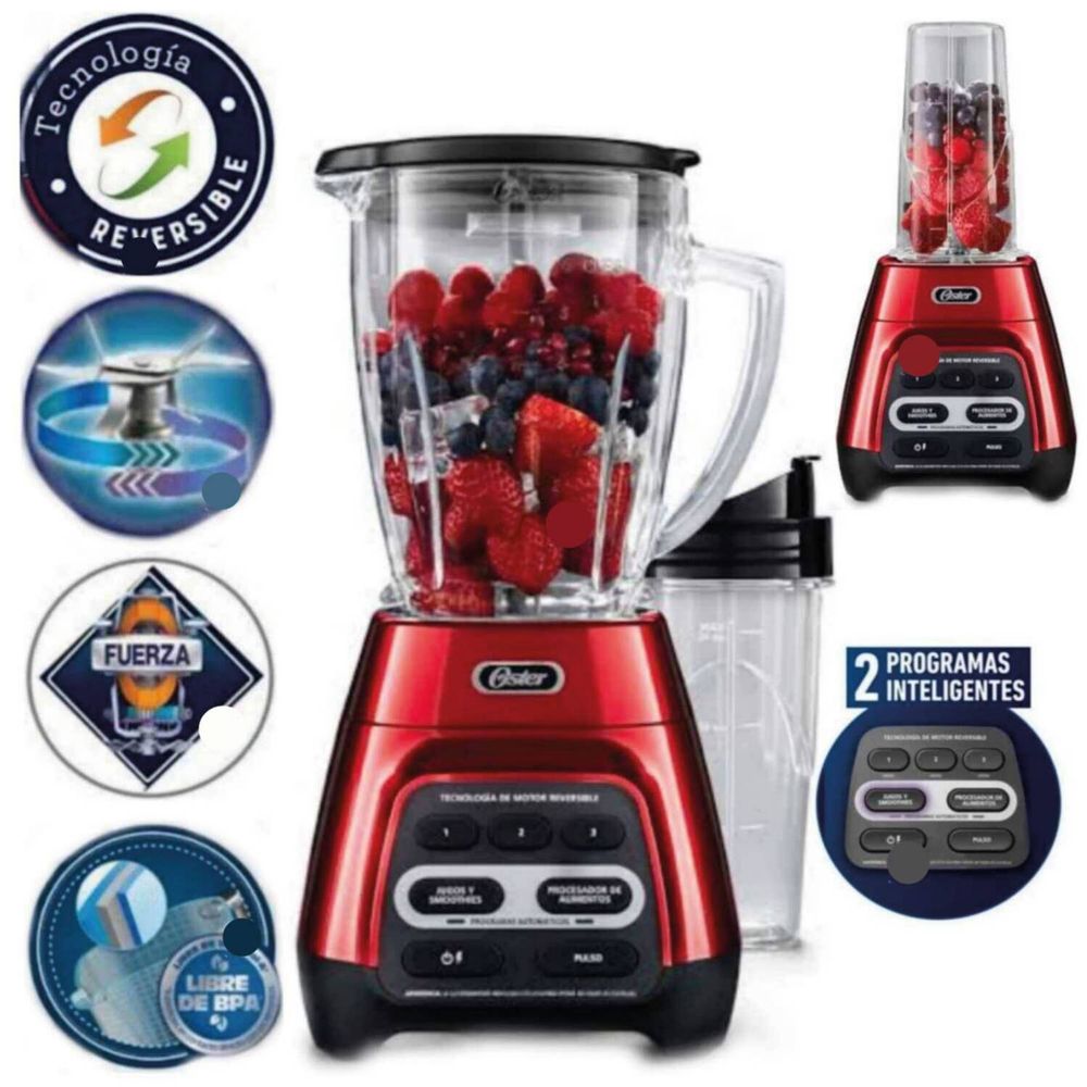 Licuadora Reversible 1.5L Oster Blstpyg1310 Rbg Rojo Licuadora Reversible 1.5L Oster Blstpyg1310 Rbg Rojo