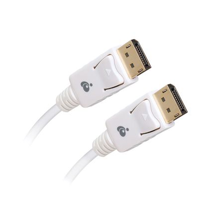 Cable Iogear Displayport 1.2 con Cierres Blanco 6 Pies