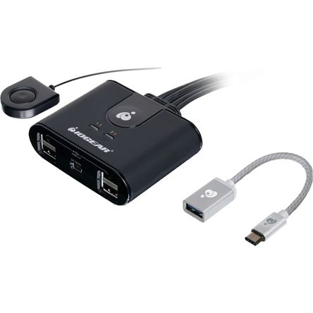 Conmutador de Compartición Usb 2.0 Iogear 4X4 con Adaptador Usb Tipo C