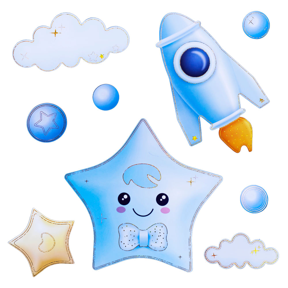 Adhesivo para Pared Pegatina Decorativa Infantil 3D 60X30cm S76 Estrella