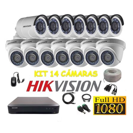 kit 14 Cámaras Seguridad FULLHD Hikvision + Cable