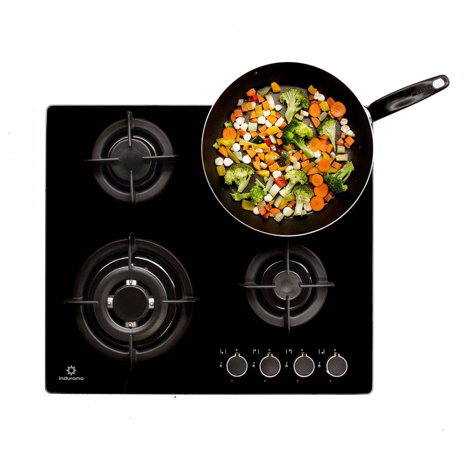 Cocina Empotrable 4 hornillas de Vidrio Templado Indurama Egi 604vdneg