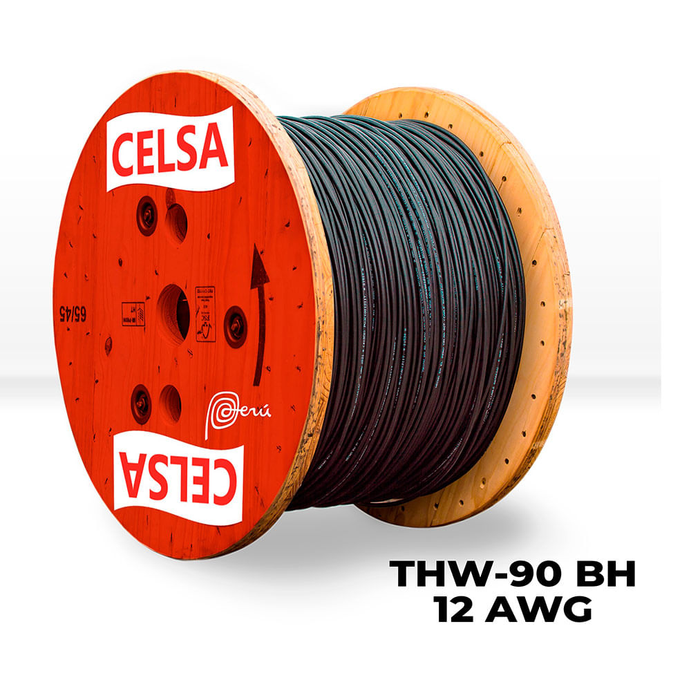 Cable Thw-90 450/750v 12 Awg Celsa Negro - Venta por metro lineal