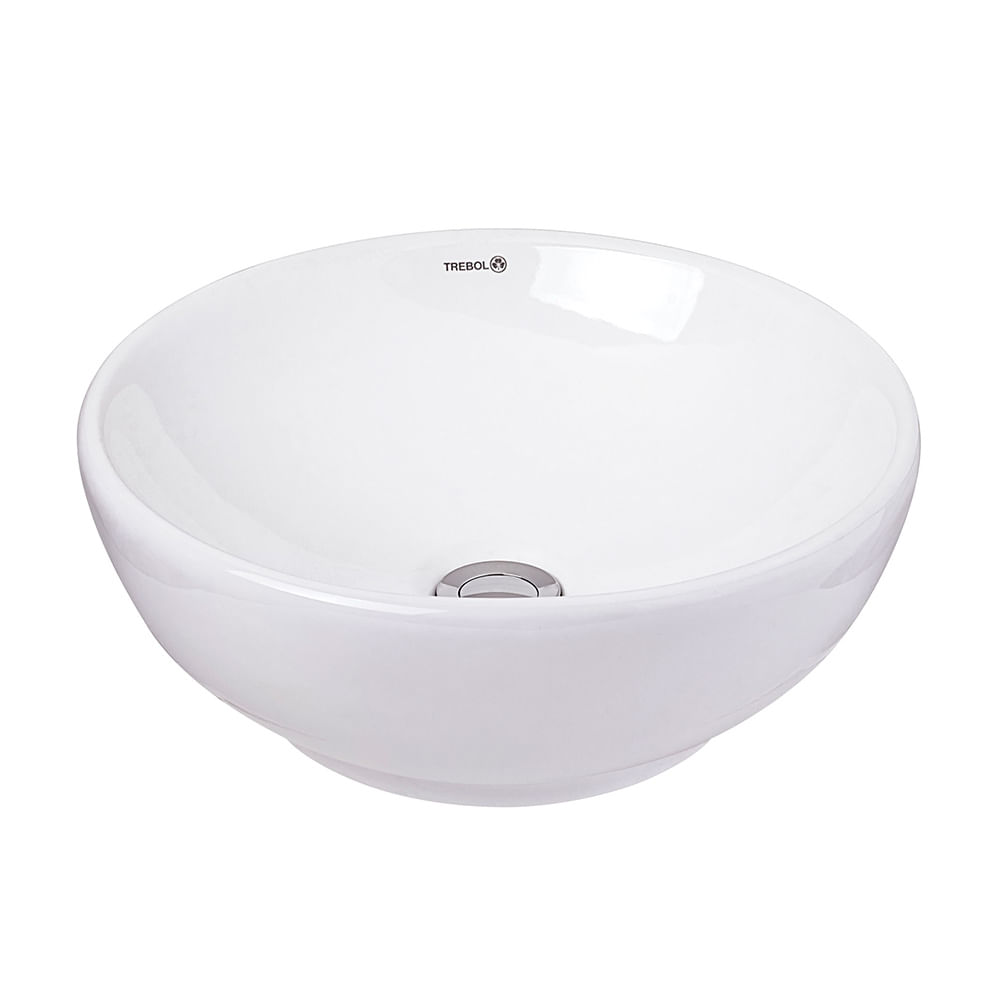 Ovalín de Loza Trebol Modelo Luna Blanco Brillante para Sobreponer