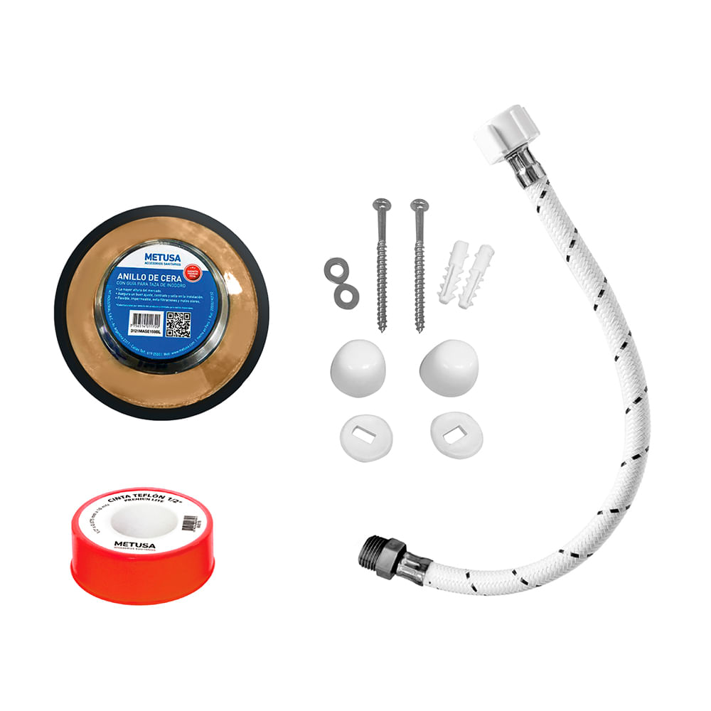 Kit de Inodoro Completo Metusa Blanco Polietileno 22x25cm