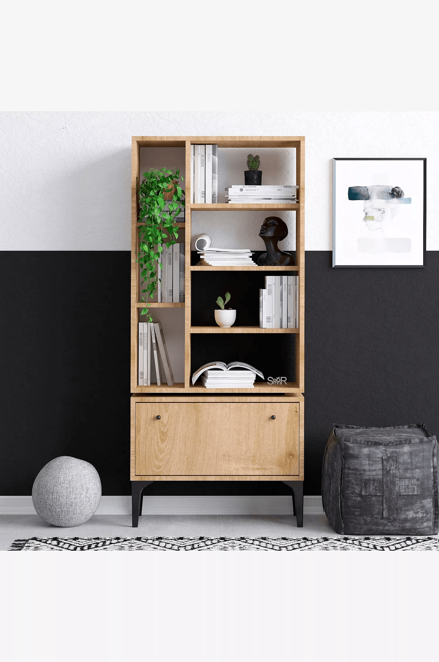 Aparador alto 1 puerta + repisa Ventro color Macadamia TU MESITA