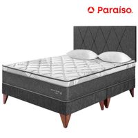 Dormitorio PARAISO Euro Pocket Star Queen + Cabecera Loft Charcoal + 2 Almohadas + 1 Protector
