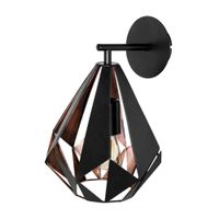 Aplique de Pared EGLO Carlton 1 Acero Negro con Pantalla en Forma de Diamante