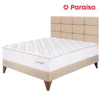 Dormitorio PARAISO Euro Royal Elizbeth 2 Plazas  + Cabecera Blocks Champagne + 2 Almohadas