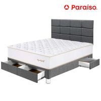 Dormitorio PARAISO Royal Elizabeth C/Cajones 2 Plazas + Cabecera Block Gris + 2 Almohadas