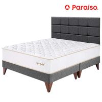 Dormitorio PARAISO Euro Royal Elizabeth Queen + Cabecera Blocks Gris + 2 Almohadas