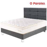 Dormitorio PARAISO Royal Prince 1.5 Plazas + Cabecera Blocks Gris + 1 Almohada