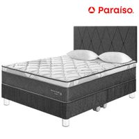 Dormitorio PARAISO Pocket Star King + Cabecera Loft Charcoal + 2 Almohadas + 1 Protector