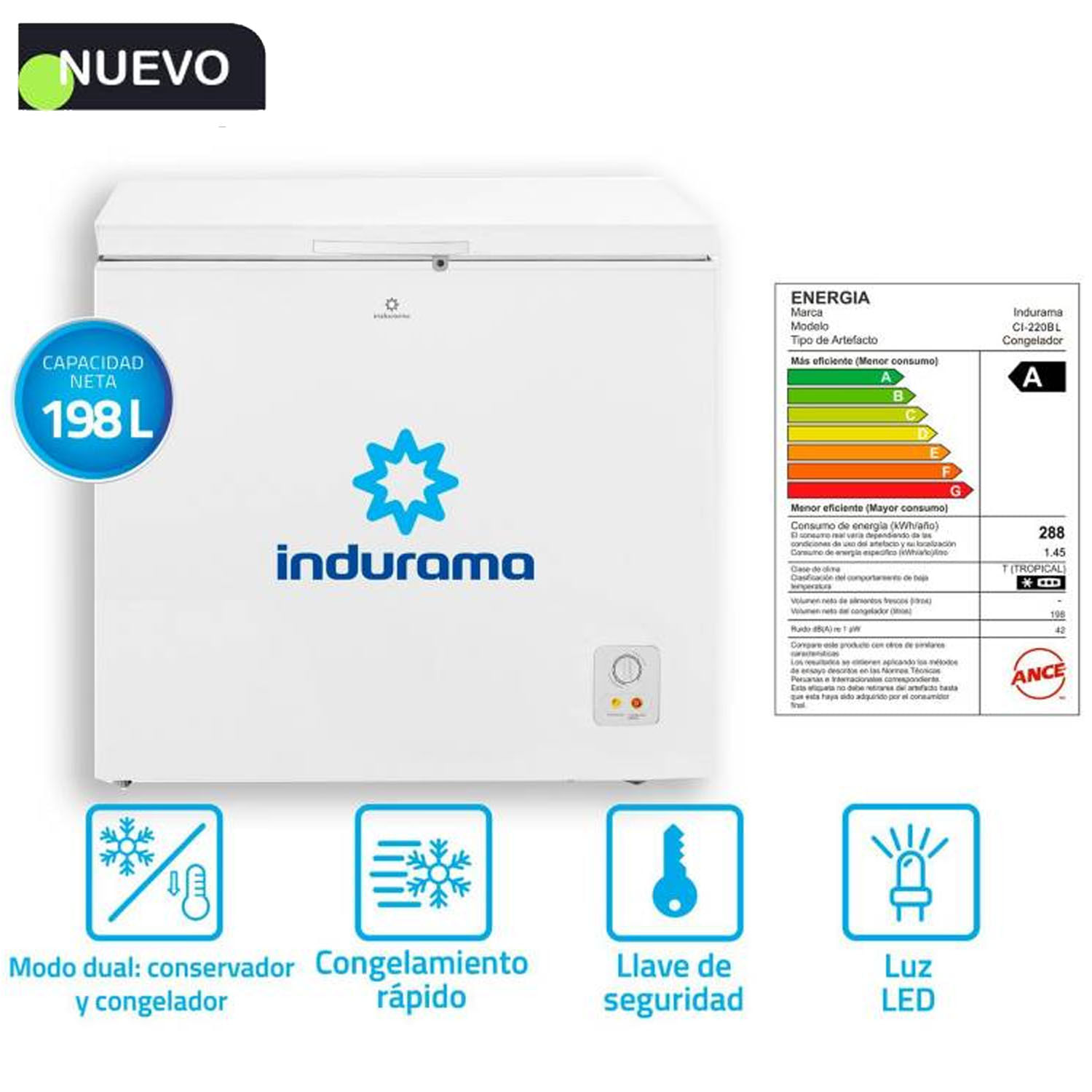 Congeladora Indurama CI220BL Defrost