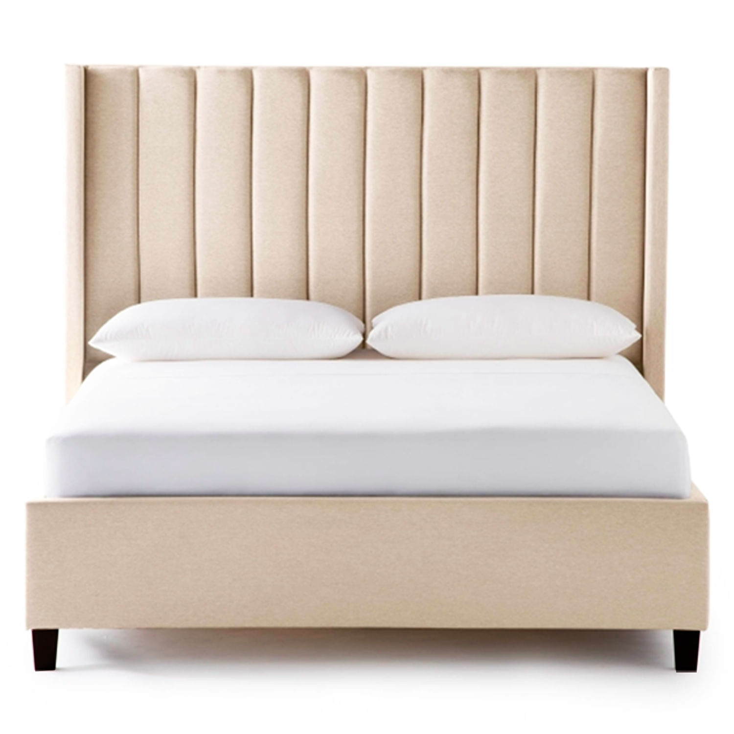 Cama Tapizada Listón LeMueble 2 plazas Beige