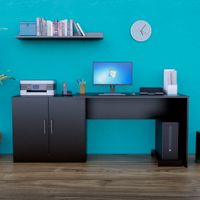 Escritorio con Repisa y Porta CPU Clara 188cm 2 Puertas Movenda Negro