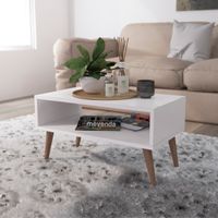 Mesa de Centro Hortensia patas de madera Movenda Blanco