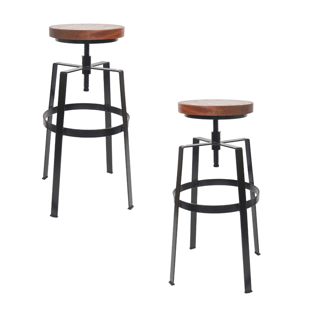 SET X 2 Und Banco Bar METHOME de Metal Regulable Negro