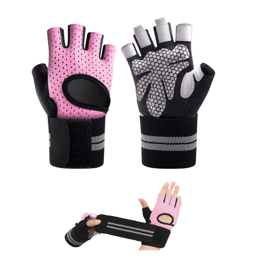 Guante Deportivo con Muñequera Transpirable Pesas Gym Pink Talla Small