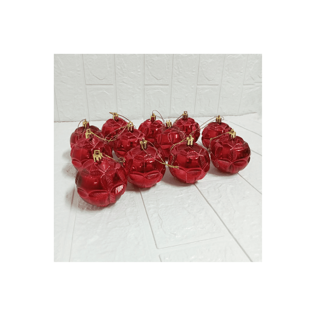 Set de 12 Bolas Navideñas Color Rojo