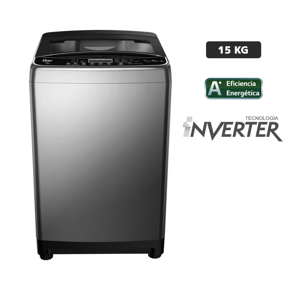 Lavadora OSTER Carga Superior 15Kg OS-PWSMD15WBSI Black Inox