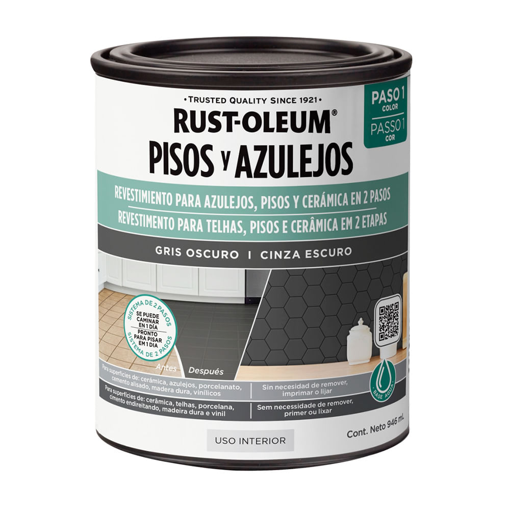 Pintura Protector Rust Oleum para Pisos y Azulejos Gris Oscuro