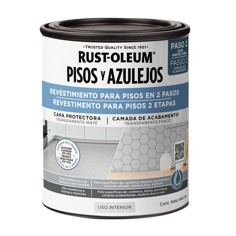 Pintura Protector Rust Oleum para Pisos y Azulejos Transparente Mate 946 ml