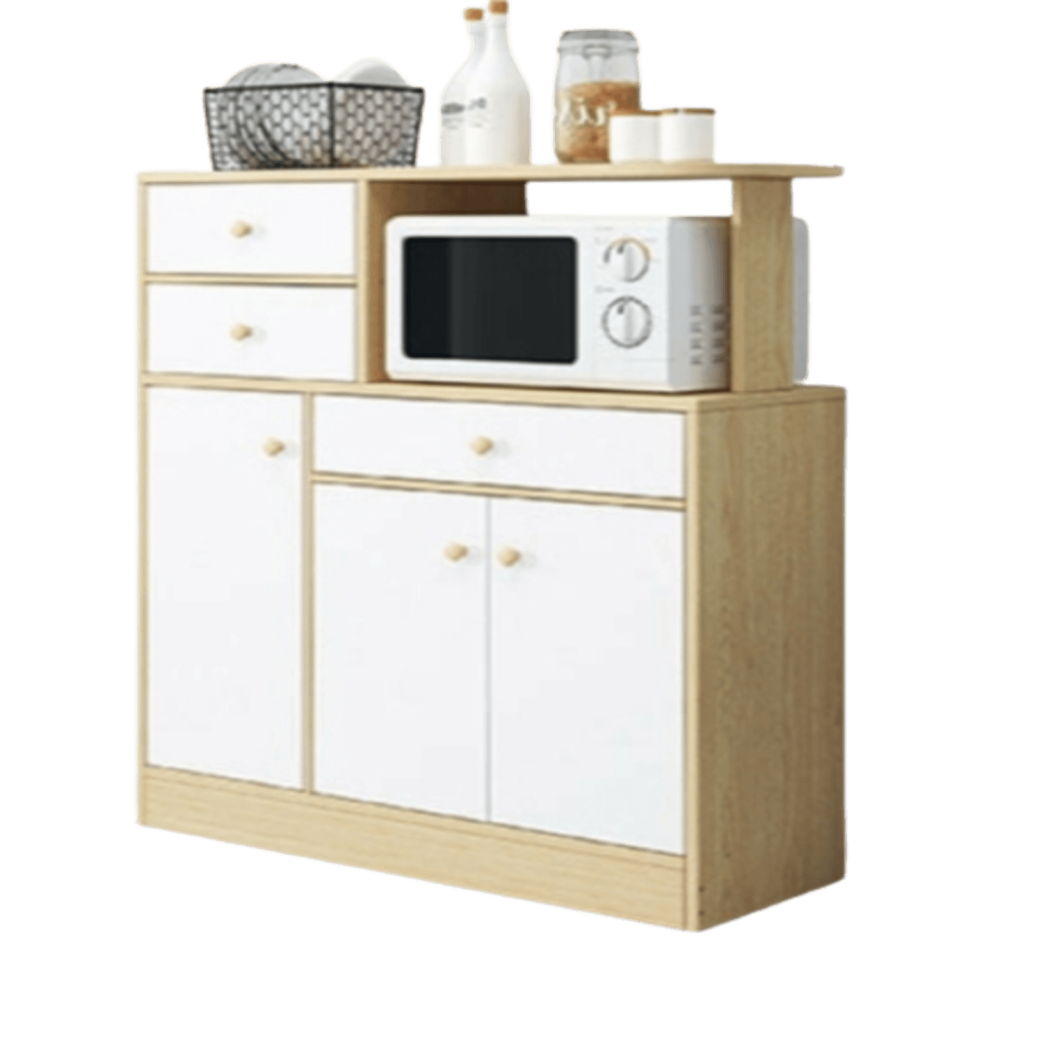 Mueble de Cocina Multiusos Milán con Repisas color Blanco/Duna