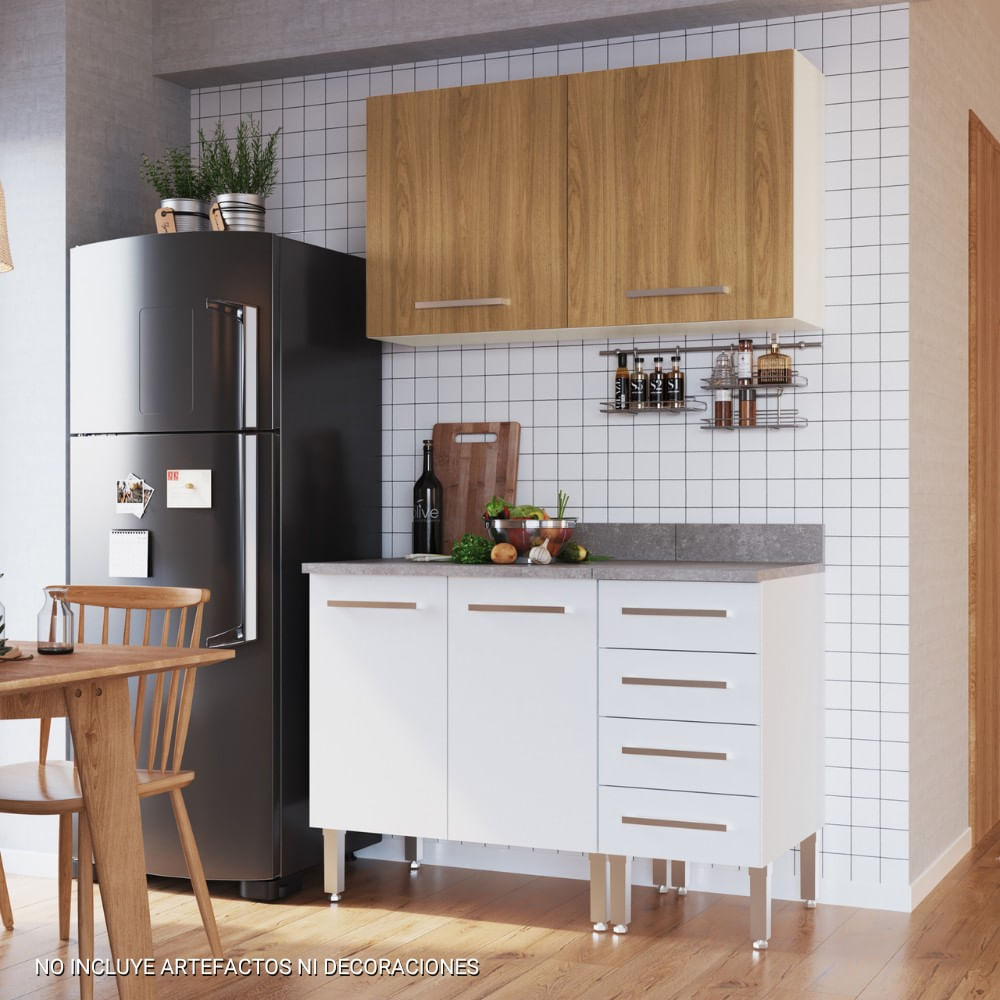 Mueble de Cocina Modular Orange para Microondas 140cm Blanco/Nogueira -  Promart